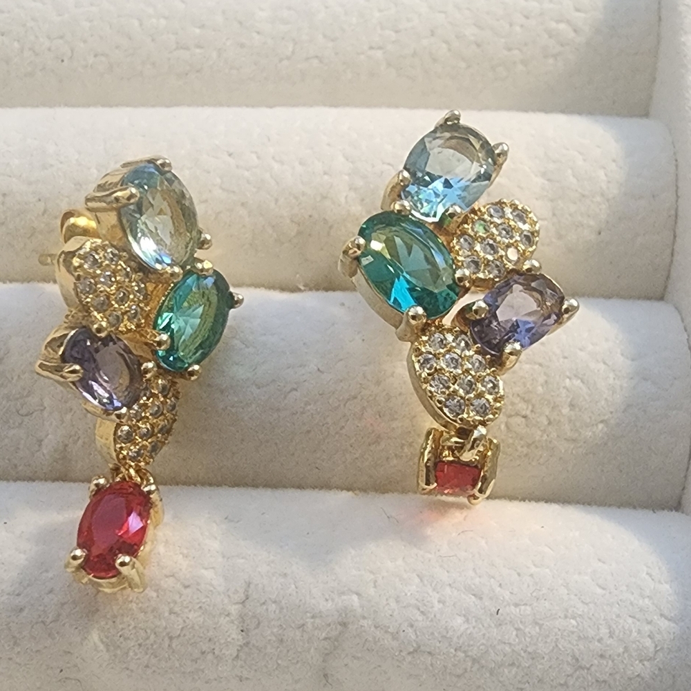 Elegant Multicolor Gemstone Earrings‎